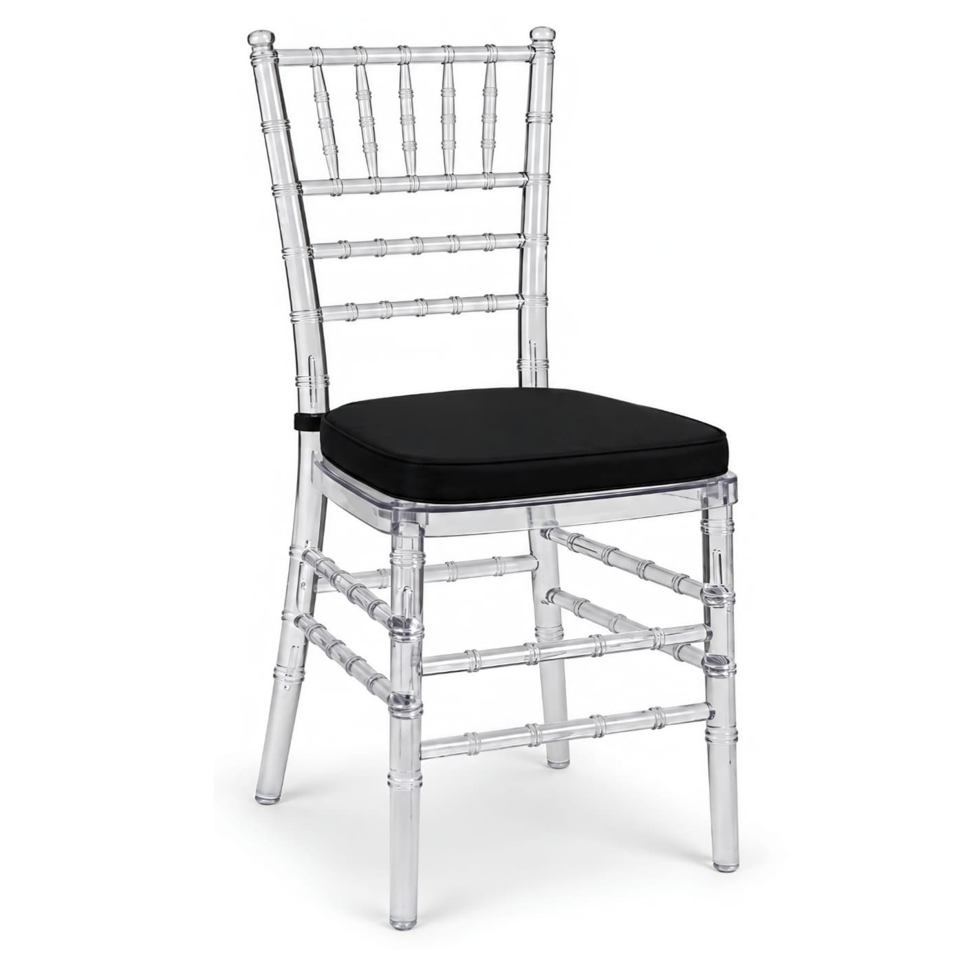 Silla Chiavari Transparente con Cojín Negro